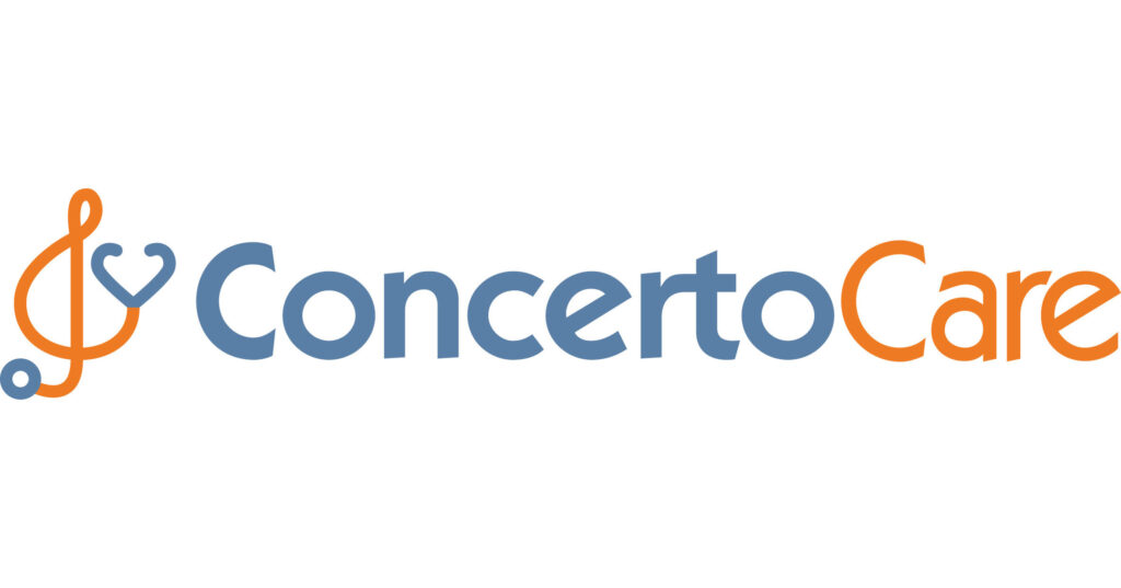 Logo featuring the company name "ConcertoCare" in a stylized font.