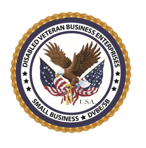 The image features a logo representing the Disabled Veteran Business Enterprise. It highlights a commitment to supporting small businesses in the U.S.A. The logo includes elements that symbolize strength and resilience, such as an eagle, which serves as a badge or emblem for the enterprise. Tags associated with the image include terms like bird, crest, symbol, and trademark.