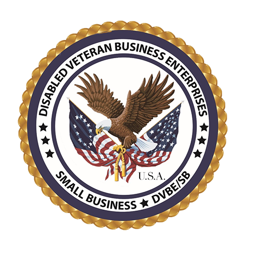 The image features a logo representing the Disabled Veteran Business Enterprise. It highlights a commitment to supporting small businesses in the U.S.A. The logo includes elements that symbolize strength and resilience, such as an eagle, which serves as a badge or emblem for the enterprise. Tags associated with the image include terms like bird, crest, symbol, and trademark.