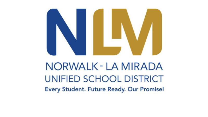 A logo featuring the text "NLM Norwalk - La Mirada Unified School District" with the slogan "Every Student. Future Ready. Our Promise!" in a clear and bold font, incorporating school district branding and colors.