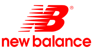 A red and white logo featuring the text "new balance" in a stylized font.