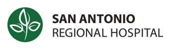 A logo featuring the words "SAN ANTONIO REGIONAL HOSPITAL" in a bold font, with a clean graphic design