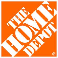 The image features the text "THE HOME DEPOT" displayed prominently. It is designed with a distinct font and graphics, predominantly in an orange color. This logo reflects the brand's identity through its graphic design elements.